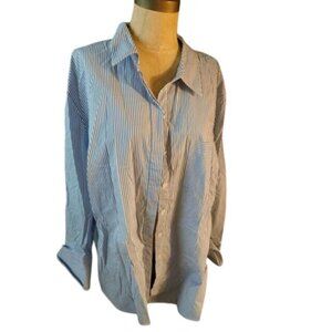 Sejour Size 18W Striped Long Sleeve Button Down Shirt Nordstrom Plus Size